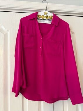 Express Women’s Hot Pink Button-Down Blouse